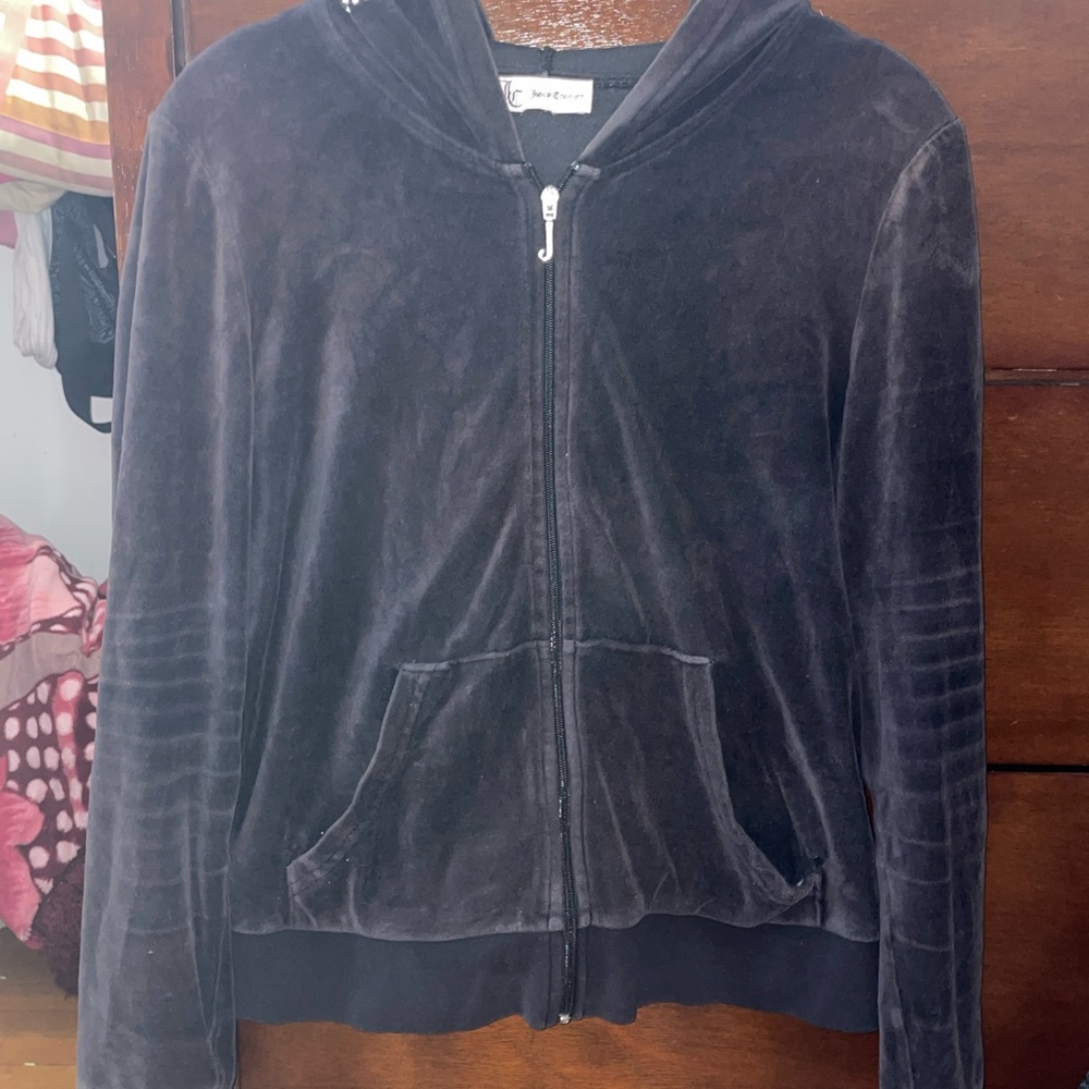 Juicy Couture Women's Dark Gray Velour Hoodie
